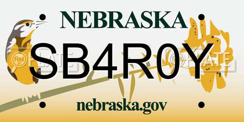 SB4R0Y Nebraska License Plate