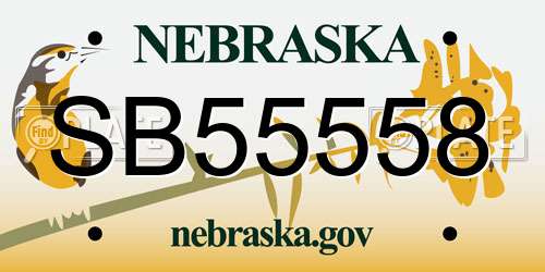 SB55558 Nebraska License Plate