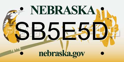 SB5E5D Nebraska License Plate