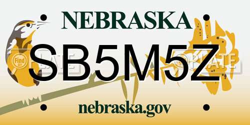 SB5M5Z Nebraska License Plate