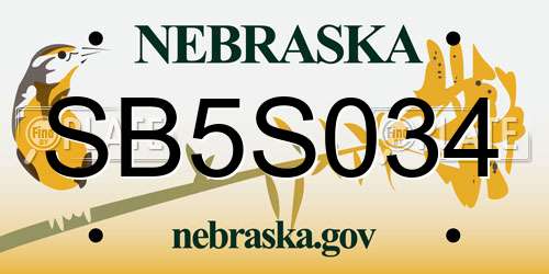 SB5S034 Nebraska License Plate