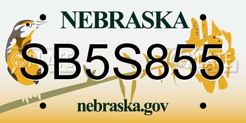 SB5S855 Nebraska License Plate