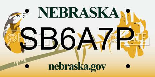 SB6A7P Nebraska License Plate