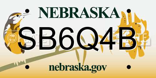 SB6Q4B Nebraska License Plate