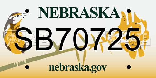 SB70725 Nebraska License Plate