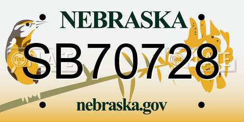SB70728 Nebraska License Plate