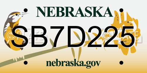 SB7D225 Nebraska License Plate