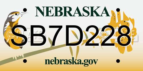 SB7D228 Nebraska License Plate