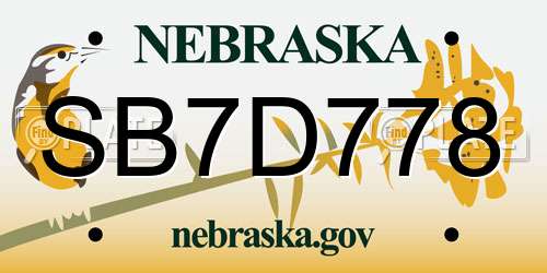 SB7D778 Nebraska License Plate