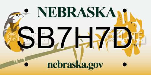 SB7H7D Nebraska License Plate