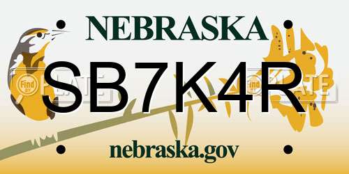 SB7K4R Nebraska License Plate