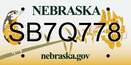 SB7Q778 Nebraska License Plate