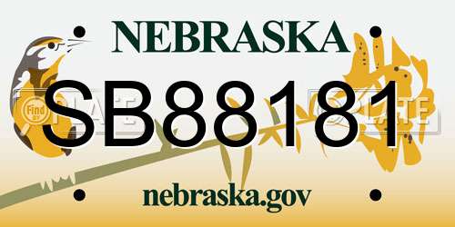 SB88181 Nebraska License Plate