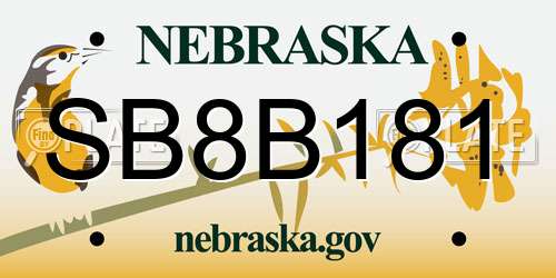 SB8B181 Nebraska License Plate