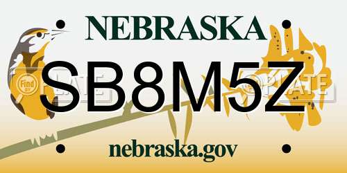 SB8M5Z Nebraska License Plate