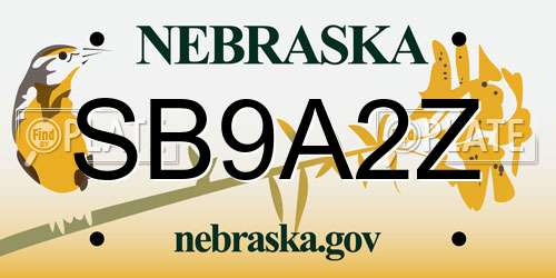 SB9A2Z Nebraska License Plate