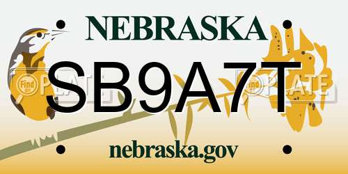 SB9A7T Nebraska License Plate