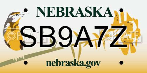 SB9A7Z Nebraska License Plate