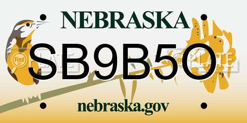 SB9B5O Nebraska License Plate