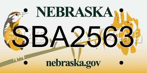 SBA2563 Nebraska License Plate