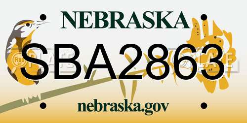 SBA2863 Nebraska License Plate