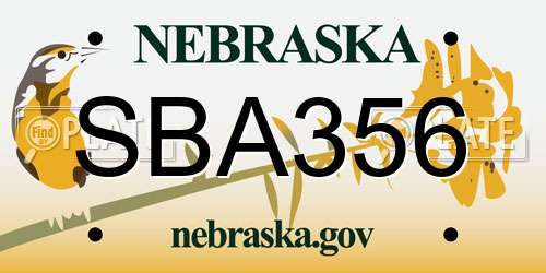 SBA356 Nebraska License Plate