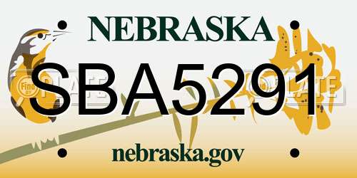 SBA5291 Nebraska License Plate