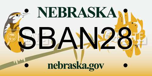 SBAN28 Nebraska License Plate