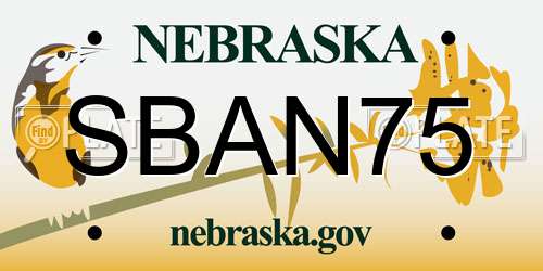SBAN75 Nebraska License Plate
