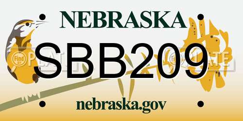 SBB209 Nebraska License Plate
