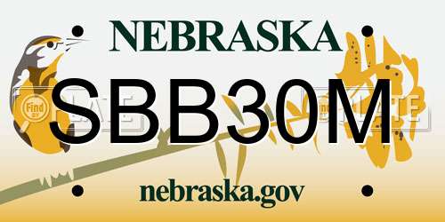SBB30M Nebraska License Plate