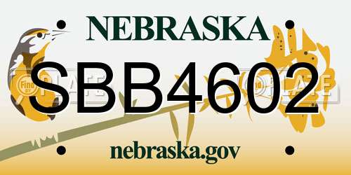SBB4602 Nebraska License Plate