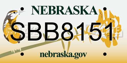 SBB8151 Nebraska License Plate