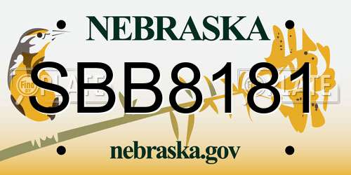 SBB8181 Nebraska License Plate