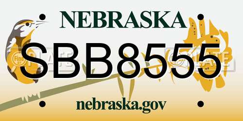 SBB8555 Nebraska License Plate