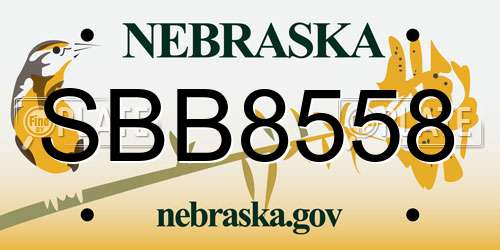 SBB8558 Nebraska License Plate