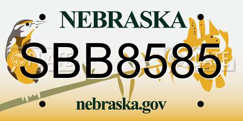 SBB8585 Nebraska License Plate