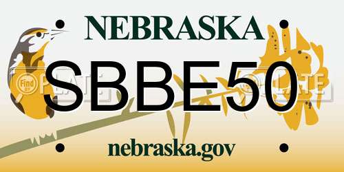 SBBE50 Nebraska License Plate