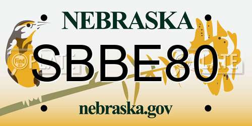 SBBE80 Nebraska License Plate