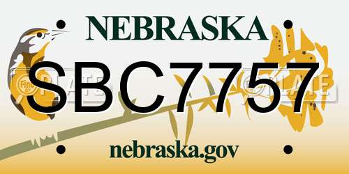 SBC7757 Nebraska License Plate