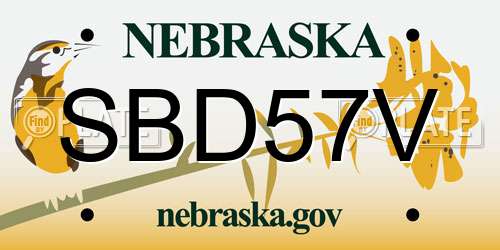 SBD57V Nebraska License Plate