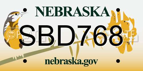 SBD768 Nebraska License Plate