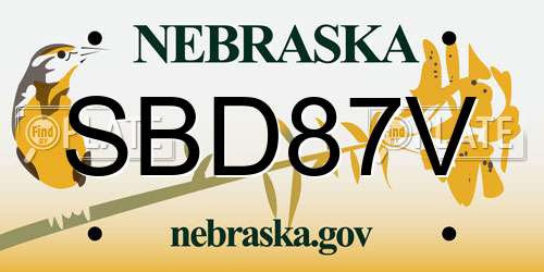 SBD87V Nebraska License Plate