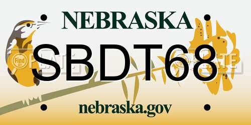 SBDT68 Nebraska License Plate