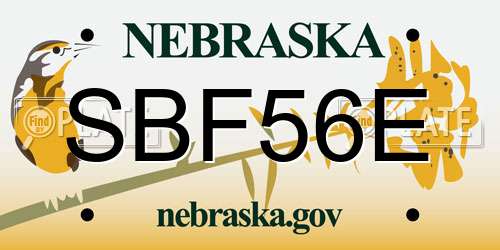 SBF56E Nebraska License Plate