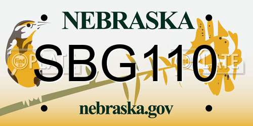 SBG110 Nebraska License Plate