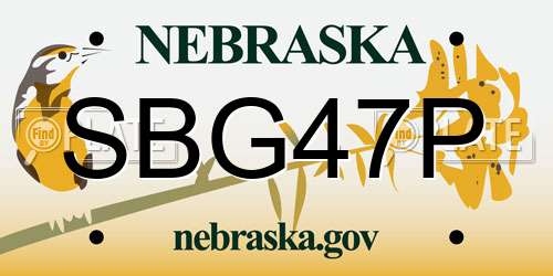 SBG47P Nebraska License Plate