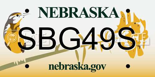 SBG49S Nebraska License Plate