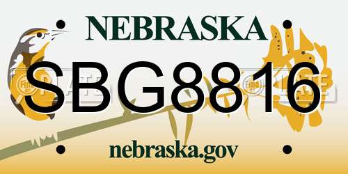 SBG8816 Nebraska License Plate