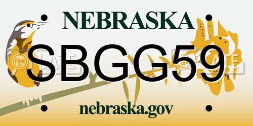 SBGG59 Nebraska License Plate